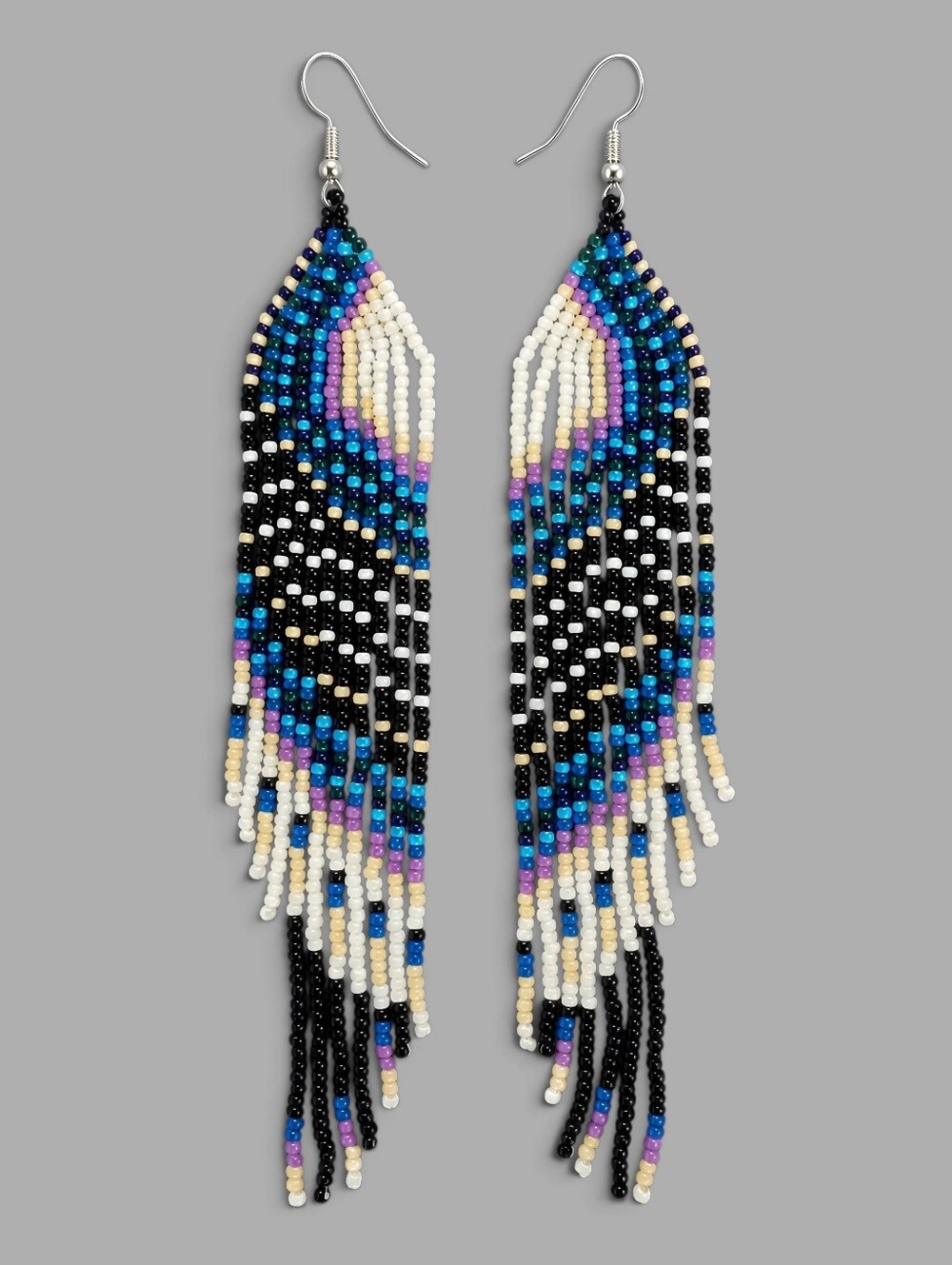 Retro Dot Boho Fringe Seed Bead Long Earrings Southwestern Beaded Jewelry